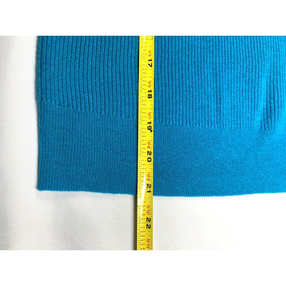 J. Crew Teal Cashmere Short Sleeve Sweater Size M Medium Ribbed Knit Top - Picture 6 of 9